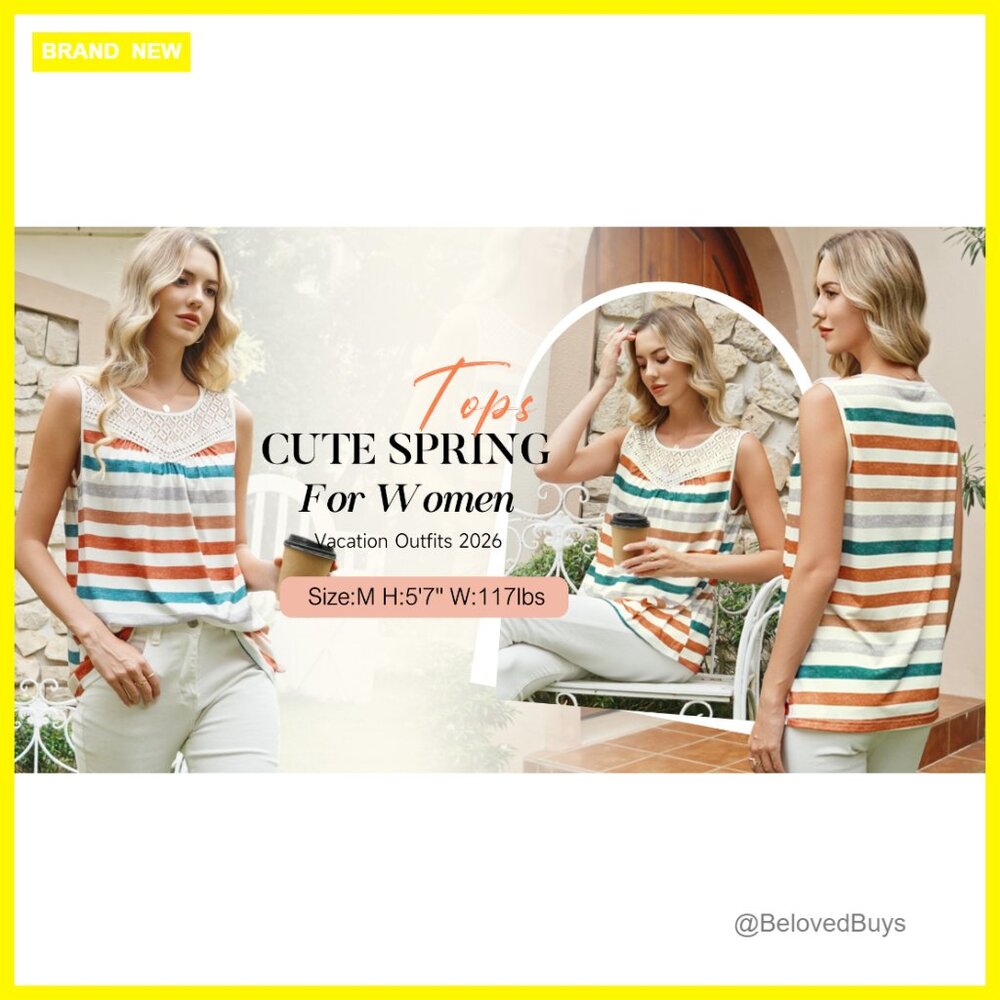 Loose Fit Lace Crochet Boho Tank Top Sleeveless Pleated Tunic Summer - Picture 7 of 7